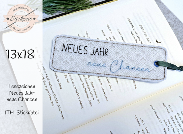 Lesezeichen Neues Jahr neue Chancen - ITH-Stickdatei
